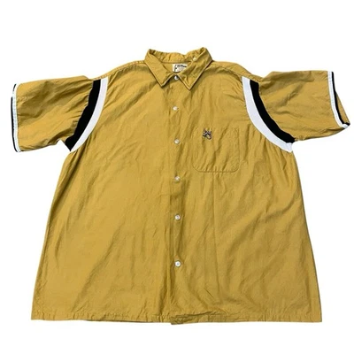 Camisa de Bowling Hilton Años 70 De Colección Para Hombres XL Cadena Cosida Manga Corta Amarilla Retro Foto 1 de 4