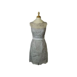 Karen Millen Ladies Dress Size UK 8 Grey Violet Lace Floral Detailing Occasion - Picture 1 of 13