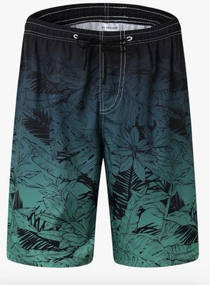Men's Swim Trunks with Mesh Lining – Gradient Green Leaves – XL, 2XL – NWT - Image 1 of 4