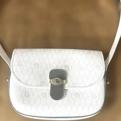 Bolsa de ombro Dior branca PVC couro logotipo com alça ajustável MBb1536 - Imagem 1 de 4