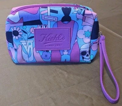 Bolsa de maquillaje cosmético superior con cremallera de tela con logotipo de Kiehl's bolsa muñeca artículos de tocador viaje Foto 1 de 4