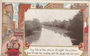 Riverton MD 1911 vista panorámica al río ciudad, coche, trolley borde alrededor - Imagen 1 de 2