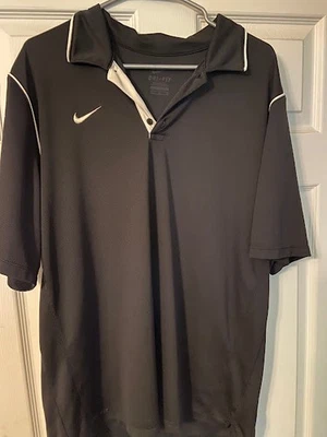 NIKE-Polo Shirt-Size XL-X-Large-Tee-Black-Dri-Fit-Adult-Licensed-Pre-Owned - Image 1 of 3
