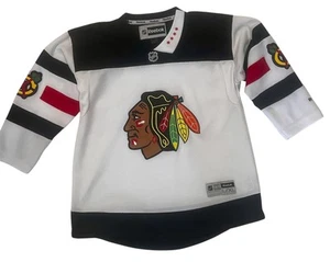 Reebok Chicago Blackhawks Jersey Black/White - Youth L/XL - Picture 1 of 8