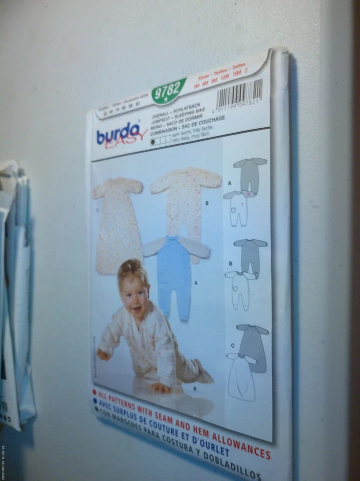 Burda Pattern 9782 NEW Baby Jumpsuit & Sleeping Bag EASY  3M to 2Y - Image 1 of 1