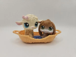 Littlest Pet Shop Haustierpaare #185 Kaninchen #186 Lamm Frühling Korb Set 2006 LPS - Bild 1 von 7