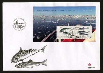 Greenland FDC 2018.05.25. Native Greenland Fish I Block Minisheet C129 - Image 1 of 4