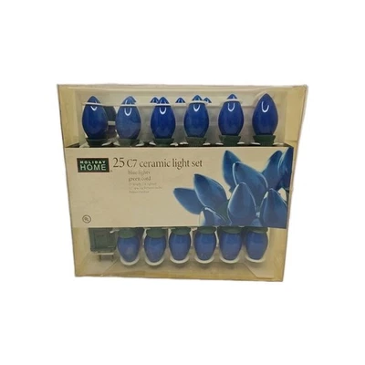 CERAMIC LIGHTS HOLIDAY TIME 25 BLUE COLOR  25 FEET C7 Christmas OUTDOOR INDOOR  - Image 1 of 4