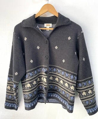 Cárdigan Suéter Talbots 100% Lana Alpes del Norte Azul Gris Talla Grande Invierno Foto 1 de 4