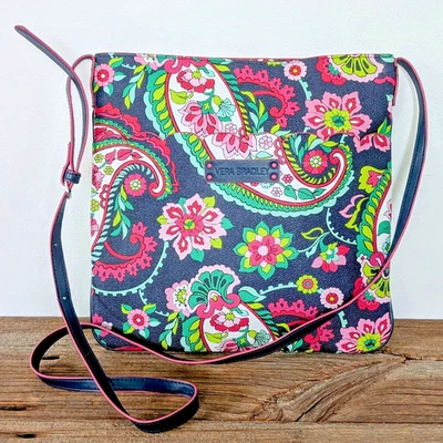 Bolso Bandolera VERA BRADLEY Pétalo Paisley Cuero Retirado Delgado Hipster Azul Rosa Foto 1 de 4