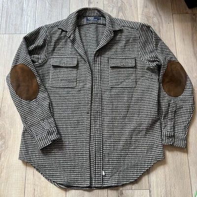 🔥 Polo Ralph Lauren RARE 90s Wool Houndstooth Collar Shirt Elbow Pads USA Large - Image 1 of 4