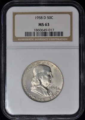 1958-D Franklin Half Dollar 50C NGC MS63 - Image 1 of 2