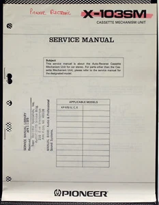 Pioneer X-103SM Cassette Mechanism Unit Service Manual - Original OEM - Picture 1 of 1