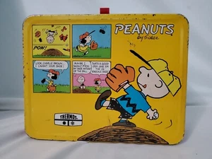 Vintage " Yellow " Peanuts Metal Lunchbox 1965 Yellow Handle no Thermos - Picture 1 of 9