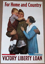 FOR HOME AND COUNTRY VICTORY LIBERTY LOAN Original 1918 WW1 Poster 20" x 30"