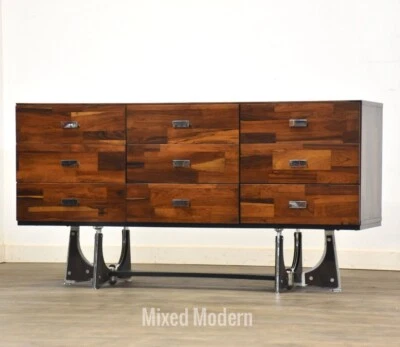 Cômoda brutalista de pau-rosa e cromo - Imagem 1 de 4