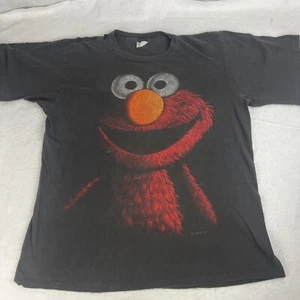 Vintage Elmo Shirt 1990s Shadow Print Shirt XL Sesame Street Black Distressed - Picture 1 of 11