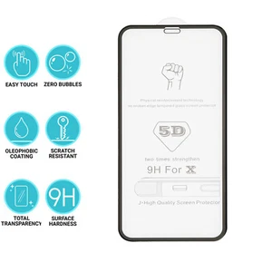  Für Apple iPhone 11 Vollkleber 5D Hartglas Displayschutzfolie - schwarz - Bild 1 von 12