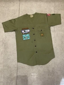 Boy Scouts of America BSA Official Shirt Youth Size With Vintage 1970s PATCHES - Picture 1 of 13