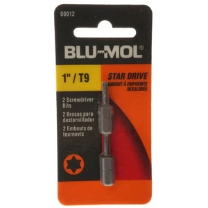 BLU-MOL 00012 T9 TORX Star Drive Screwdriver Bits, 1" Length, 2-Pack - Picture 1 of 10