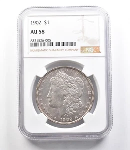 1902 Morgan Silver Dollar AU58 NGC *2598 - Picture 1 of 3