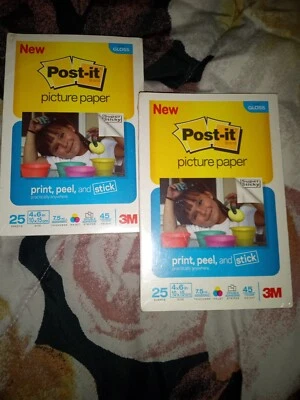 Post-It Print Peel and Stick 4x6 Gloss Picture Paper 25 Sheets Each x2 - BB36 - Image 1 of 2