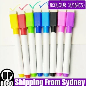 8/16PCS Whiteboard Marker Pens With Dry Wipe Erase Magnetic Eraser Lid New AUS - Picture 1 of 11