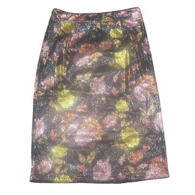 Falda Lápiz GILI Lentejuelas Midi Talla 6 Colorida Estampado Floral Moderna Informal Forrada Foto 1 de 4