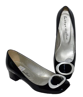 $375 Nuevo Display Bettye Muller Charol Negro Zapatos Tacones Pavimentado 6.5 36.5 Foto 1 de 4