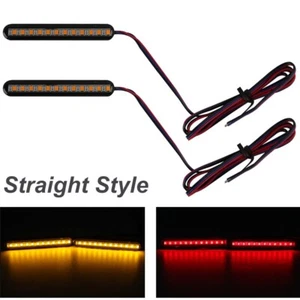 2X Motorcycle Amber White LED Fork Running Turn Signal Strip Light For Harley - Picture 1 of 10