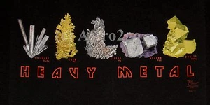 Maglietta HEAVY METAL--Oro Argento Pirite Galena Rock Geology Earth Science S-3XL - Foto 1 di 2