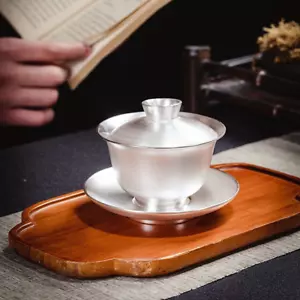 160ML Chinese Silver Tureen Master Hand-embossed Silver Tea Bowl Kung Fu Tea Set - Picture 1 of 4