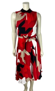 Hobbs London Fit Flare Kelsie Kleid Größe 4 Hahnentrittmuster ärmellos Gürtel - Bild 1 von 12