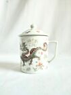 Chinese Porcelain Tea Mug Lid Hand Painted Dragon & Phoenix Motif 