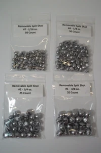 Removable Lead Split Shot Sinkers - #7-1/16oz., #4-1/8oz, #2-1/4oz., #1-3/8 oz. - Picture 1 of 5