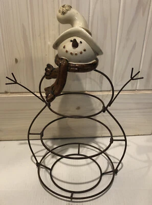 Decoración de Navidad Muñeco de Nieve Plato de Cena Soporte 3 Niveles Caramelos, Estante para Platos de Snack Foto 1 de 4