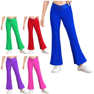 Girls Pants 6-16 Years Activewear Bootcut Trouser Workout Dancewear School Yoga - Picture 1 of 70