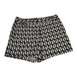 Talbots Bermuda Shorts Sz 10 Black White Hula Girl Print Flat Front EUC - Picture 1 of 7