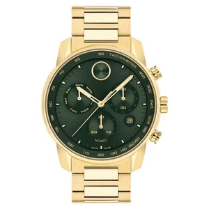 Movado Gold Steel Green Dial Chronograph Men's Swiss Made Watch - 3600948 - Picture 1 of 6