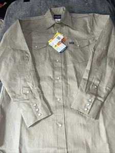 Wrangler Pearl Snap Long Sleeve Shirt Men's Size Large Tall MS70319 Beige NWT - Picture 1 of 14