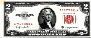 1953-C  $2 Red Seal (FANCY SERIAL # (A75278881A )Legal Tender  XF-AU-Fr. 1512 - Picture 1 of 3