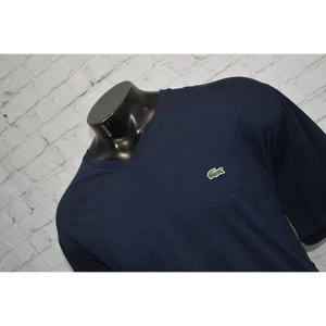 Lacoste T-Shirt Mens Size US 3XLB BIG FR 10L Blue Cotton Alligator V-Neck - Picture 1 of 6