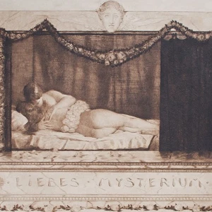 Joseph Uhl Liebes Mysterium Erotik Akt Jugendstil Symbolismus Radierung 1910 - Bild 1 von 4