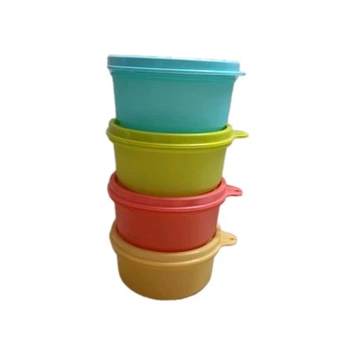 Juego de 4 tazas tropicales Tupperware 200 ml a prueba de derrames líquido apretado para llevar almuerzo Foto 1 de 4