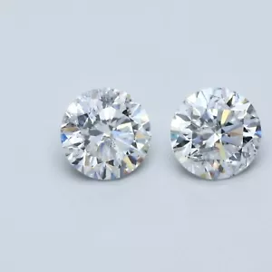 2.15 Ct Pair ROUND Cut E Color I1 Clarity LAB GROWN HPHT diamond for earrings - Picture 1 of 11
