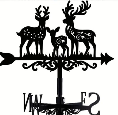 NEW  METAL DEER FAMILY WEATHERVANE  Garden Silhouette Ornament - Image 1 of 4