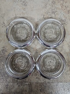 Juego de 4 piezas de montaña rusa Frank M. Whiting de plata esterlina y cristal, 4" (exterior), 3" (interior) Foto 1 de 4