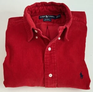 Ralph Lauren Shirt Mens Large Red Corduroy Blaire Button Down Long Sleeve Cotton - Picture 1 of 7