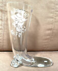 Magnor Crystal Glass Footed Boot Vase with Etched Viking