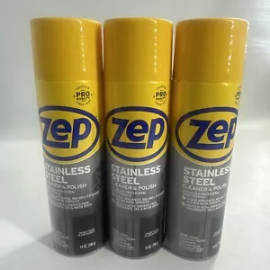 THREE PACK Zep Stainless Steel Cleaner and Polish 14 ounces Protects Metal - Picture 1 of 2